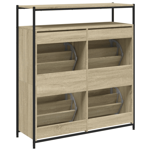 vidaXL Sapateira c 4 gavetas articuladas 100x34x112cm carvalho sonoma vidaXL Sapateira c 4 gavetas articuladas 100x34x112cm carvalho sonoma