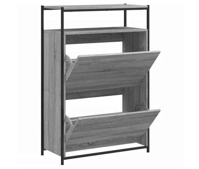 Vidaxl zapatero de madera de ingeniería gris sonoma 75x34x112 cm