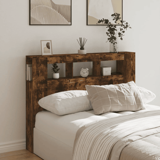vidaXL Cabeceira c LEDs 140x18,5x103,5 cm carvalho fumado vidaXL Cabeceira c LEDs 140x18,5x103,5 cm carvalho fumado