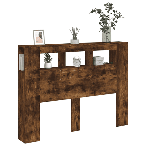 vidaXL Cabeceira c LEDs 140x18,5x103,5 cm carvalho fumado vidaXL Cabeceira c LEDs 140x18,5x103,5 cm carvalho fumado