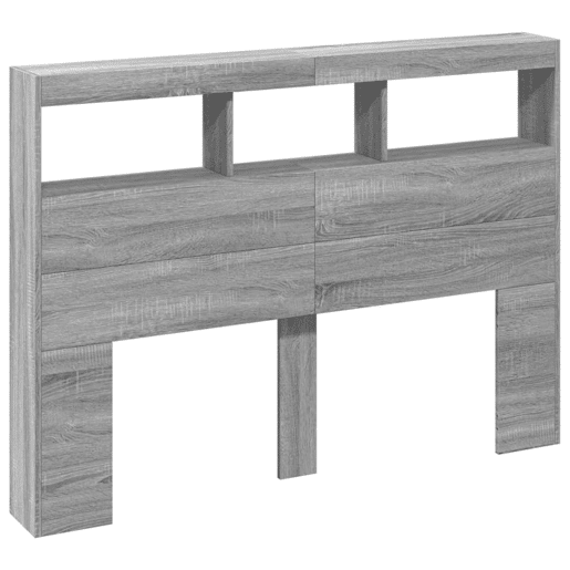 vidaXL Armário de cabeceira c luzes LED 140x17x102 cm cinzento sonoma
