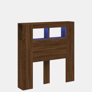 vidaXL Cabeceira c LEDs 100x18,5x103,5 cm carvalho castanho