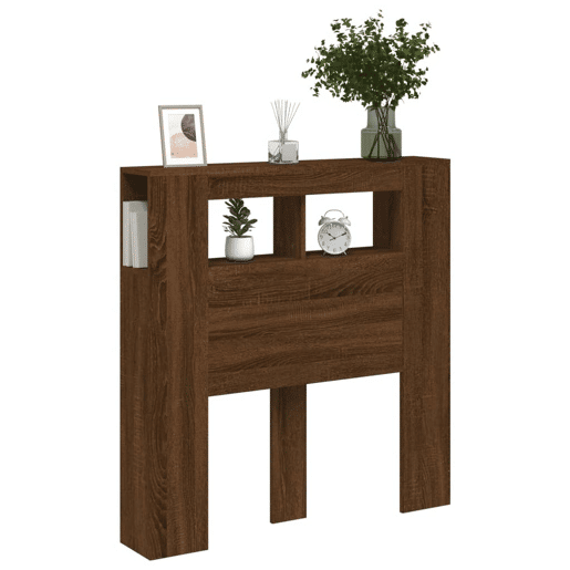 vidaXL Cabeceira c LEDs 100x18,5x103,5 cm carvalho castanho vidaXL Cabeceira c LEDs 100x18,5x103,5 cm carvalho castanho