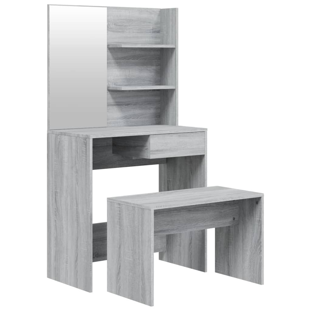 Vidaxl juego de tocador color gris sonoma 74,5x40x141 cm