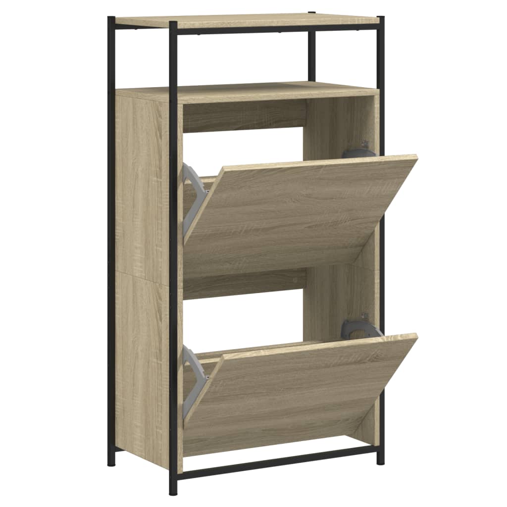Vidaxl zapatero de madera de ingeniería roble sonoma 60x34x112 cm
