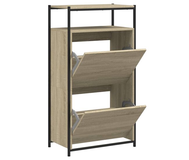 Vidaxl zapatero de madera de ingeniería roble sonoma 60x34x112 cm