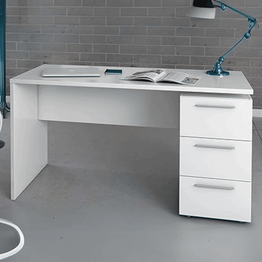 Conjunto de móveis de escritório branco moderno (mesa + aparador + 2 prateleiras)