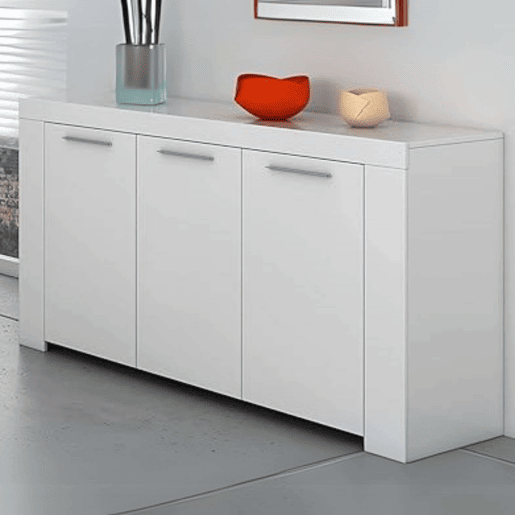 Conjunto de móveis de escritório branco moderno (mesa + aparador + 2 prateleiras)