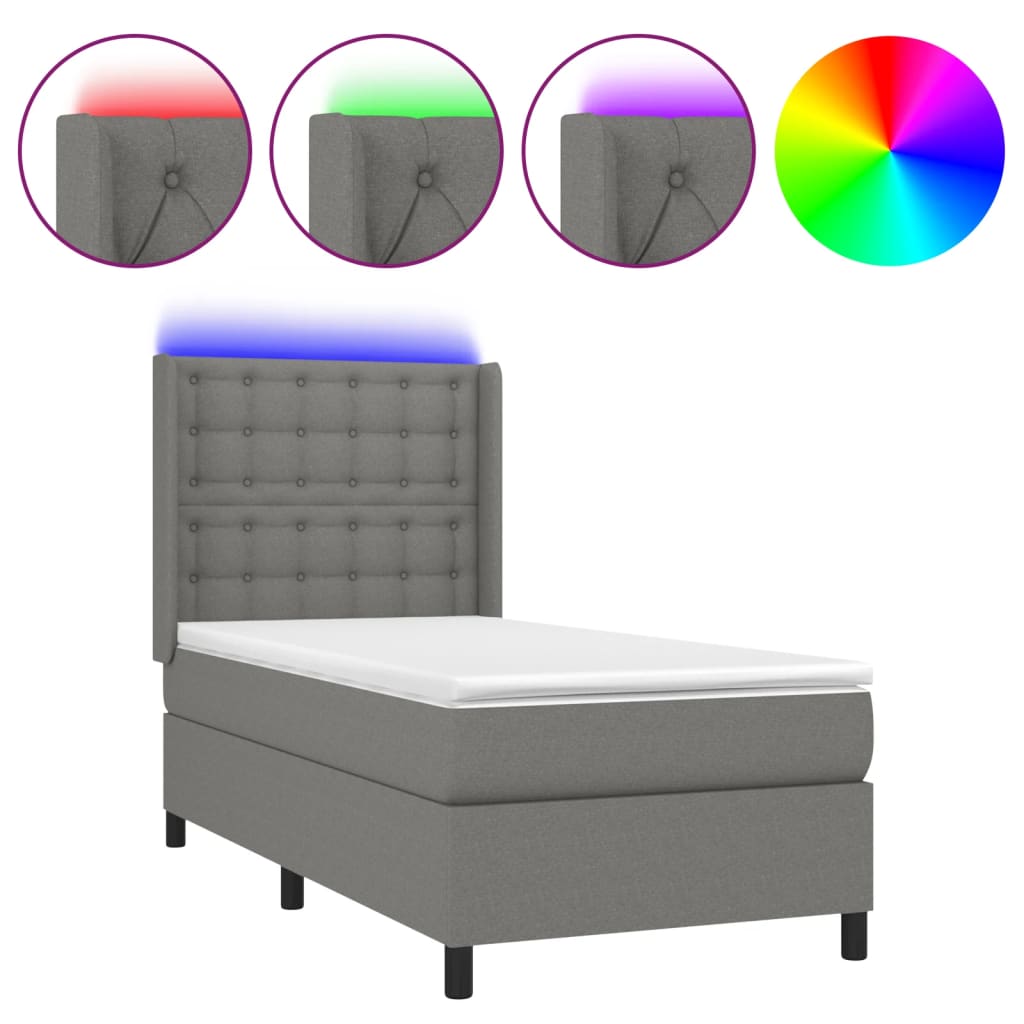 Cama box spring 100x200 Gris Oscuro