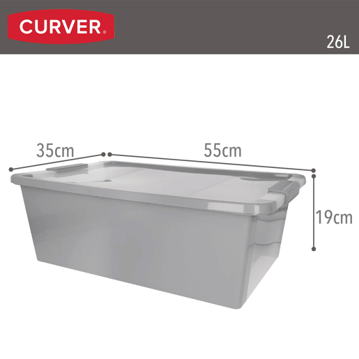Curver Caixa de arrumação com tampa Bi-Box 26L cinzento