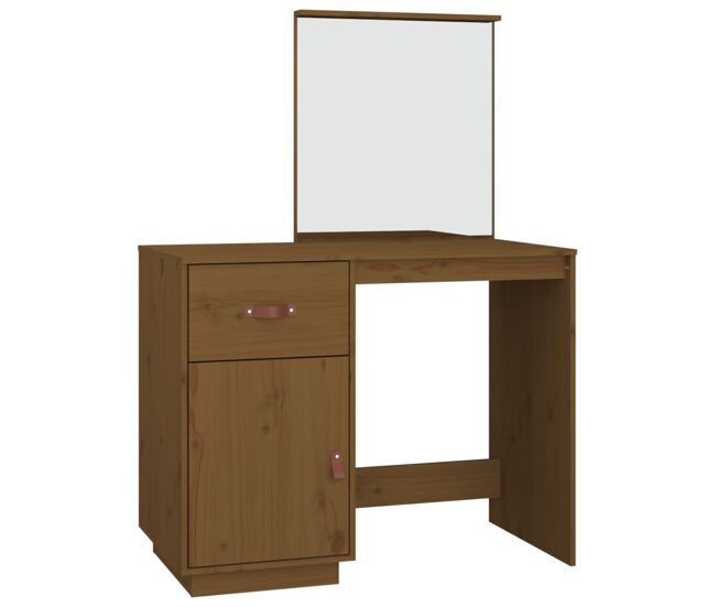 Vidaxl mesa tocador de madera maciza de pino marrón miel 95x50x134 cm