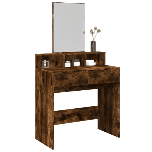 vidaXL Toucador com espelho 80x41x144,5 cm carvalho fumado