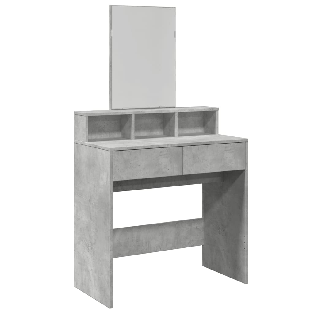 Vidaxl tocador con espejo gris hormigón 80x41x144,5 cm