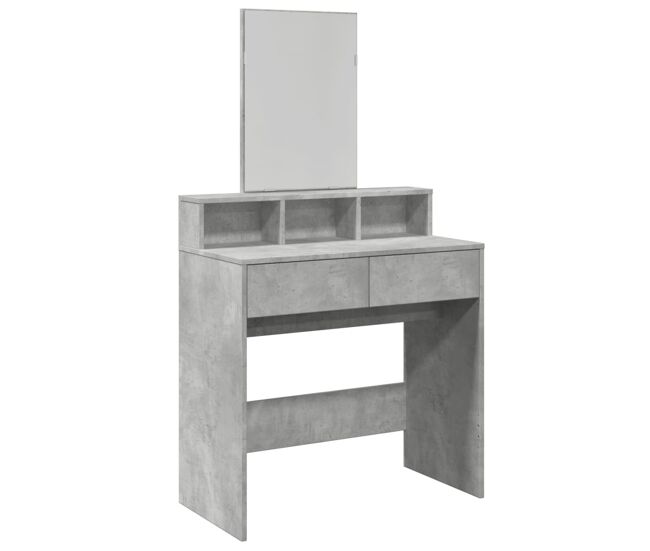 Vidaxl tocador con espejo gris hormigón 80x41x144,5 cm