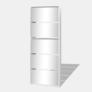 vidaXL Sapateira de 5 divisórias com espelho 63x17x169,5 cm branco