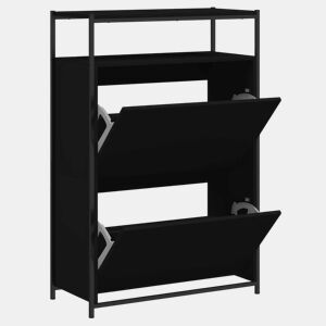 vidaXL Sapateira 75x34x112 cm derivados de madeira preto