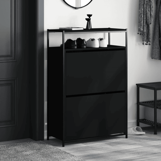 vidaXL Sapateira 75x34x112 cm derivados de madeira preto vidaXL Sapateira 75x34x112 cm derivados de madeira preto