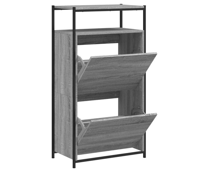 Vidaxl zapatero de madera de ingeniería gris sonoma 60x34x112 cm