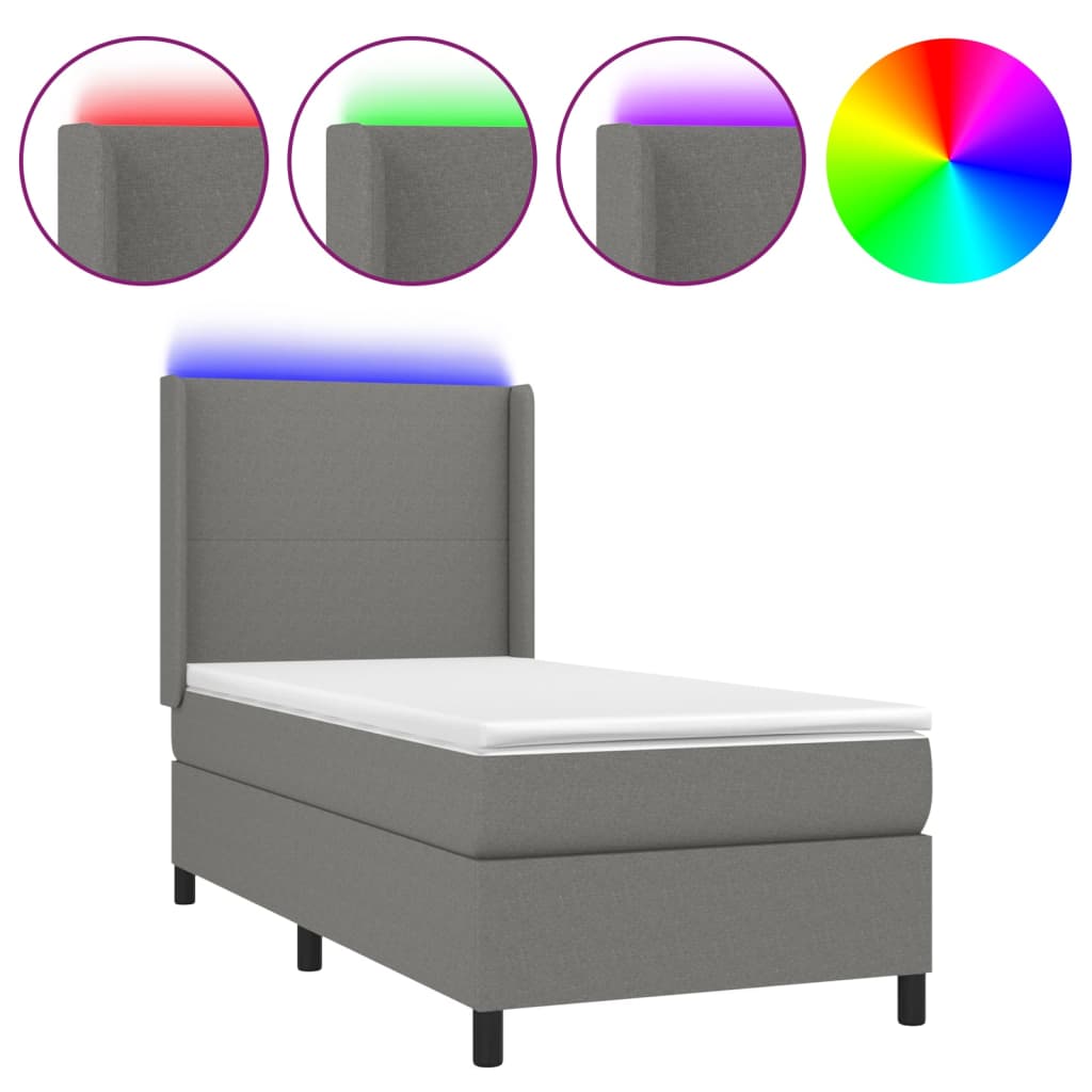 Cama box spring 100x200 Gris Oscuro