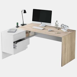 Conjunto de escritório Zeus, mesa de escritório, escrivaninha, 3 prateleiras, estantes de estilo moderno, sala de estar