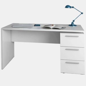 Pacote de escritório em estilo contemporâneo em branco com 2 prateleiras e 1 mesa