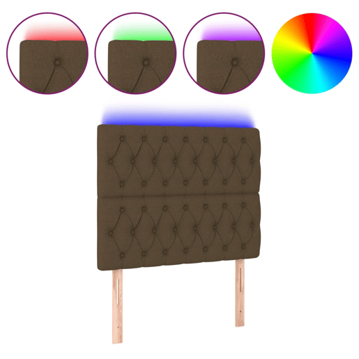 vidaXL Cabeceira de cama c luzes LED tecido 100x7x118128cm castanho