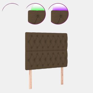 vidaXL Cabeceira de cama c luzes LED tecido 100x7x118128cm castanho