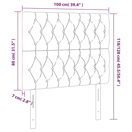 vidaXL Cabeceira de cama c luzes LED tecido 100x7x118128cm castanho