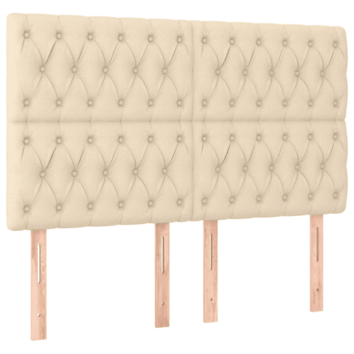 vidaXL Cabeceira cama c luzes LED tecido 144x7x118128 cm cor creme