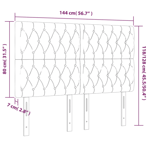 vidaXL Cabeceira cama c luzes LED tecido 144x7x118128 cm cor creme