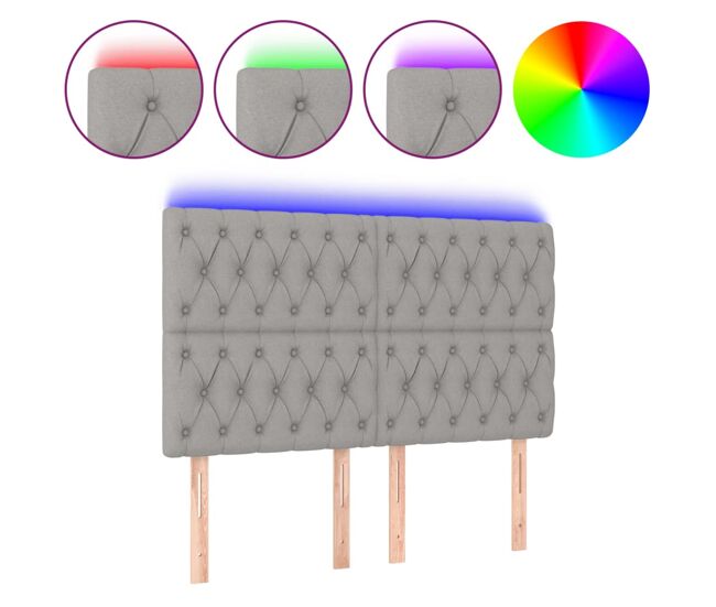 Vidaxl cabecero con luces led tela gris claro 160x7x118/128 cm