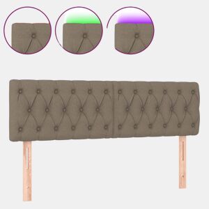 vidaXL Cabeceira cama luzes LED tecido 160x7x7888cm cinza-acastanhado