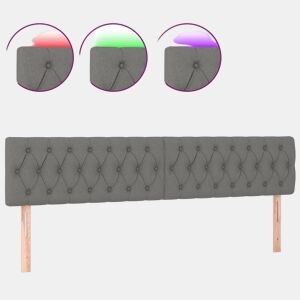 vidaXL Cabeceira de cama cluzes LED tecido 200x7x7888cm cinza-escuro