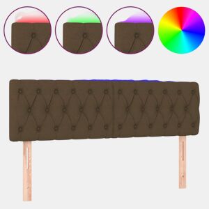 vidaXL Cabeceira de cama c luzes LED tecido 160x7x7888 cm castanho