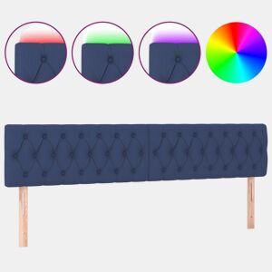 vidaXL Cabeceira de cama c luzes LED tecido 180x7x7888 cm azul