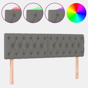 vidaXL Cabeceira de cama cluzes LED tecido 144x7x7888cm cinza-escuro