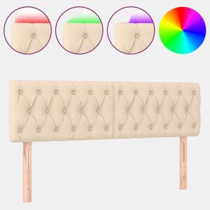 vidaXL Cabeceira de cama c luzes LED tecido 144x7x7888 cm cor creme