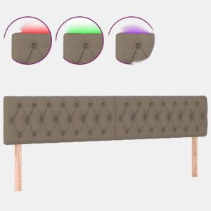 vidaXL Cabeceira cama luzes LED tecido 200x7x7888cm cinza-acastanhado