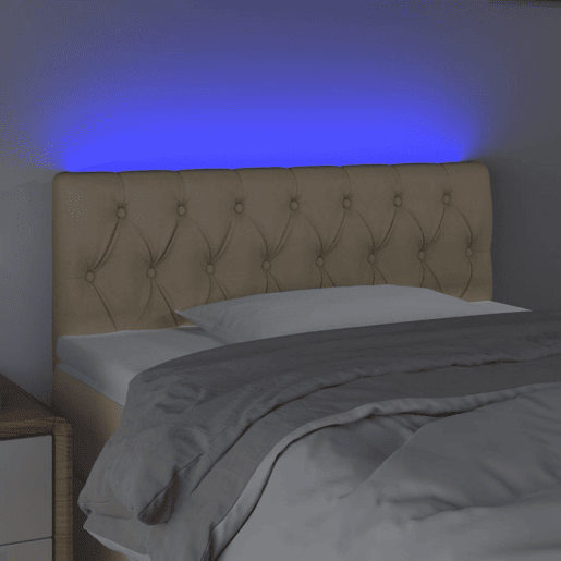 vidaXL Cabeceira de cama c luzes LED tecido 100x7x7888 cm cor creme vidaXL Cabeceira de cama c luzes LED tecido 100x7x7888 cm cor creme