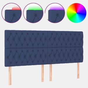 vidaXL Cabeceira de cama c luzes LED tecido 180x7x118128 cm azul