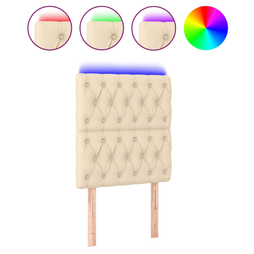 vidaXL Cabeceira de cama c luzes LED tecido 80x7x118128cm cor creme