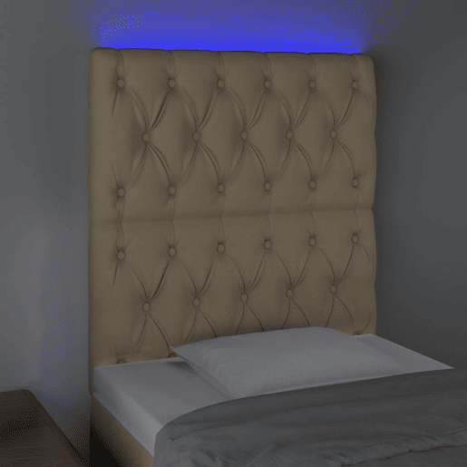 vidaXL Cabeceira de cama c luzes LED tecido 80x7x118128cm cor creme