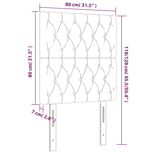 vidaXL Cabeceira de cama c luzes LED tecido 80x7x118128cm cor creme