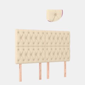 vidaXL Cabeceira cama c luzes LED tecido 160x7x118128 cm cor creme