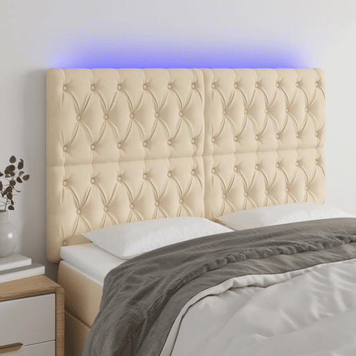 vidaXL Cabeceira cama c luzes LED tecido 160x7x118128 cm cor creme vidaXL Cabeceira cama c luzes LED tecido 160x7x118128 cm cor creme