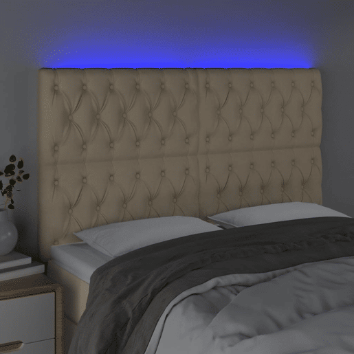 vidaXL Cabeceira cama c luzes LED tecido 160x7x118128 cm cor creme vidaXL Cabeceira cama c luzes LED tecido 160x7x118128 cm cor creme