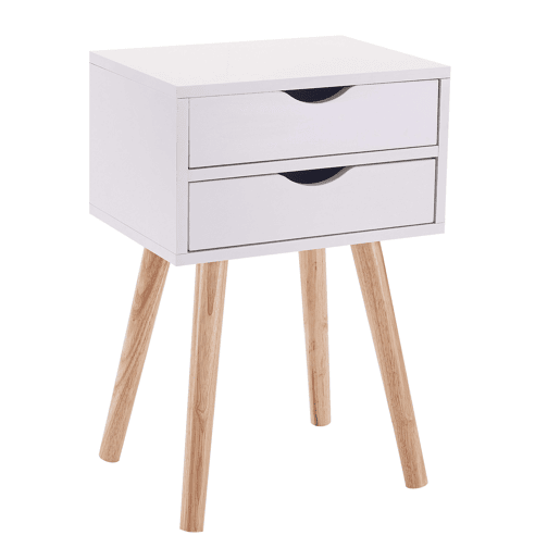 Mesa de cabeceira alta branca com 2 gavetas, Fiano, quarto nórdico moderno, 60x40x30 cm Mesa de cabeceira alta branca com 2 gavetas, Fiano, quarto nórdico moderno, 60x40x30 cm