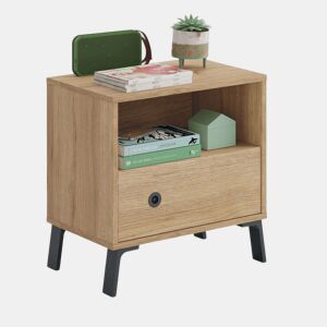 Mesa de cabeceira estilo industrial Clim em carvalho dourado 50x35 cm para quarto