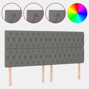 vidaXL Cabeceira de cama c LED tecido 200x7x118128 cm cinza-escuro