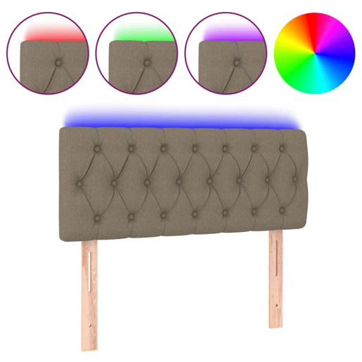 vidaXL Cabeceira cama luzes LED tecido 90x7x7888cm cinza-acastanhado vidaXL Cabeceira cama luzes LED tecido 90x7x7888cm cinza-acastanhado